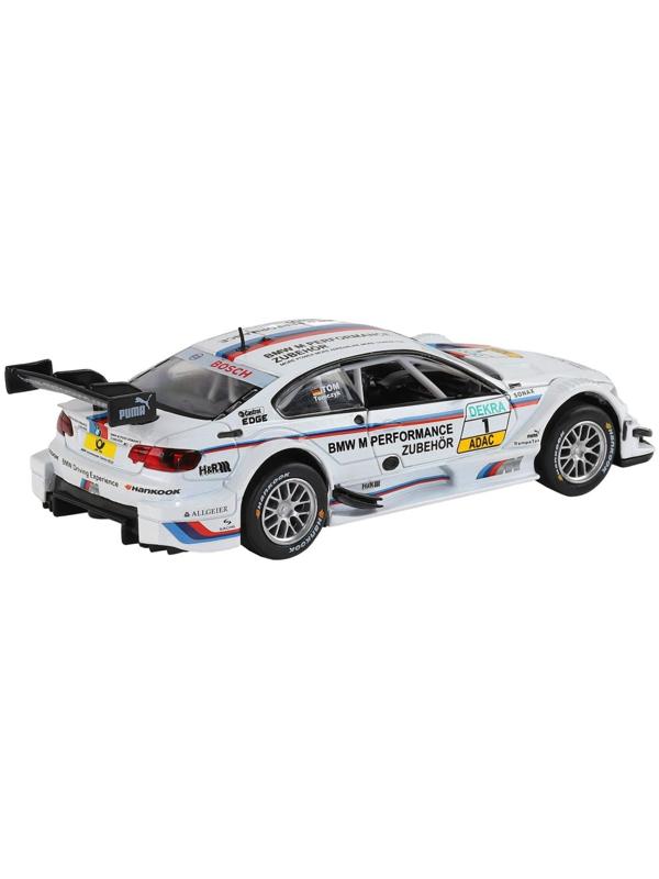 Машина металлическая BMW M3 DTM 1:32, инерция, световые и звуковые эффекты, открываются двери, цвет белый
