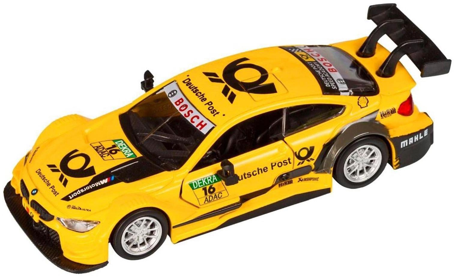 Машина металлическая BMW M4 1:44, инерция, открываются двери, цвет жёлтый