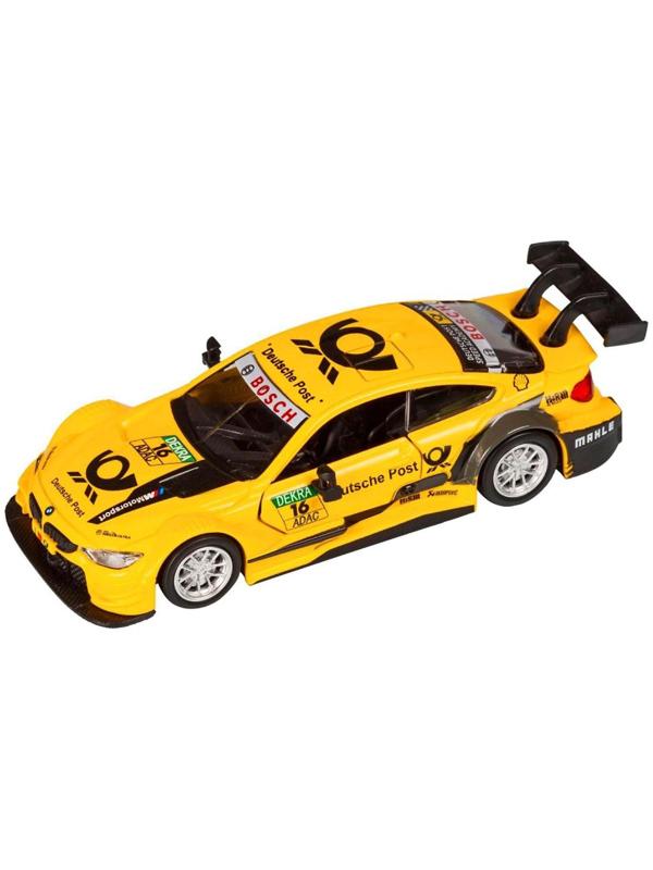 Машина металлическая BMW M4 1:44, инерция, открываются двери, цвет жёлтый