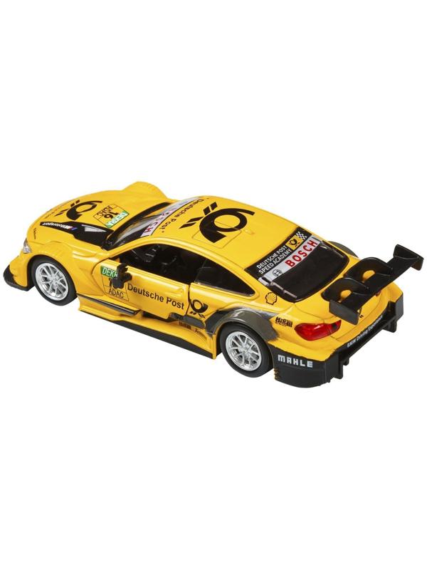 Машина металлическая BMW M4 1:44, инерция, открываются двери, цвет жёлтый