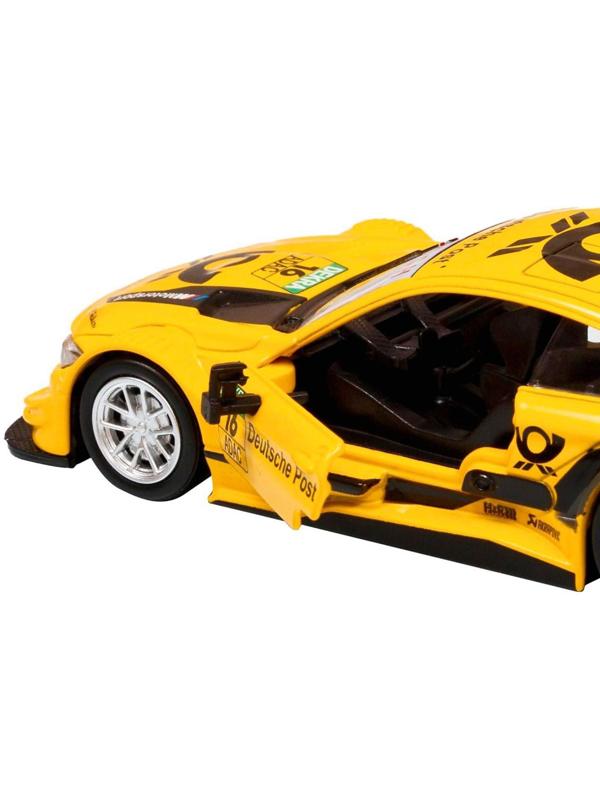 Машина металлическая BMW M4 1:44, инерция, открываются двери, цвет жёлтый