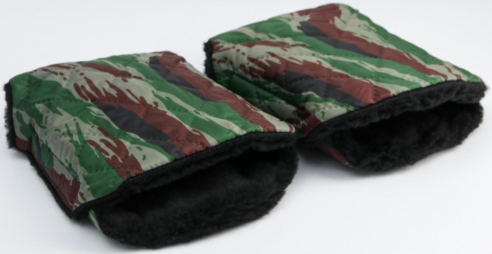 Варежки-муфты на ручку коляски, 2 шт., стеганные, цвет камуфляж