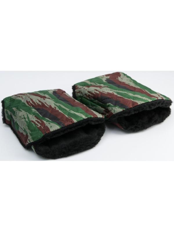 Варежки-муфты на ручку коляски, 2 шт., стеганные, цвет камуфляж