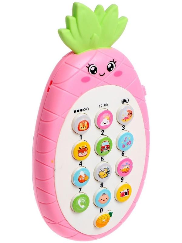 Музыкальный телефон «Ананасик», свет, звук, цвет розовый
