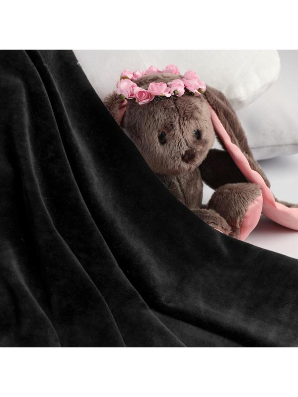 Отрез трикотажный для рукоделия, велюр, 45 х 50 см, хлопок, полиэстер, цвет чёрный