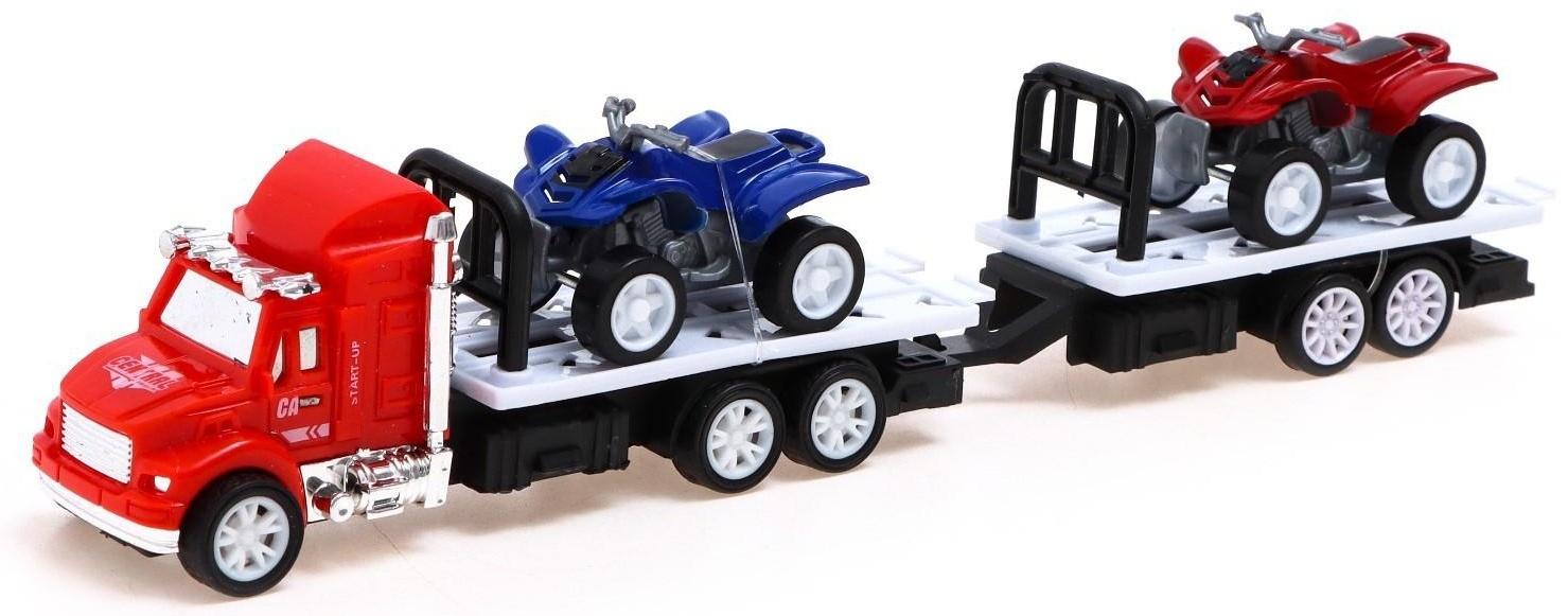 Грузовик инерционный «Автовоз» с 2 квадроциклами, МИКС