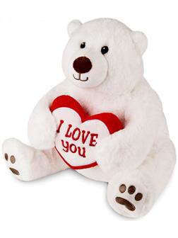 Мягкая игрушка «Медведь белый с сердцем», 23 см