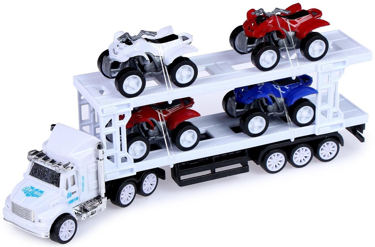 Грузовик инерционный «Автовоз», с 4 квадроциклами, МИКС