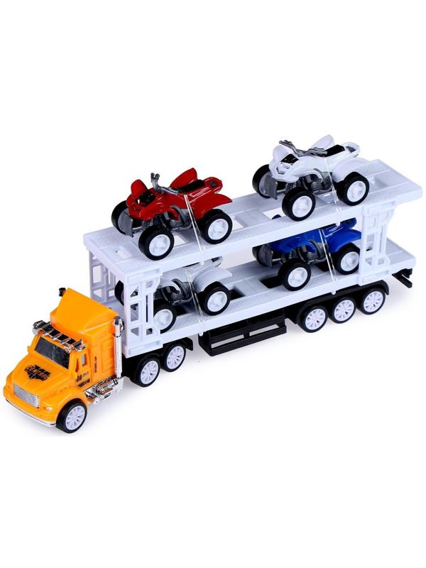 Грузовик инерционный «Автовоз», с 4 квадроциклами, МИКС