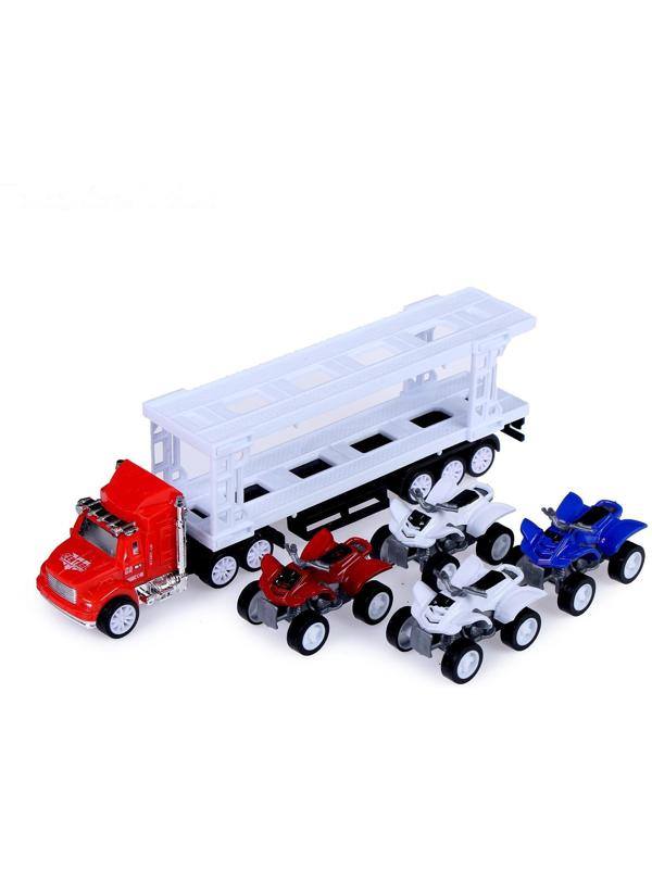 Грузовик инерционный «Автовоз», с 4 квадроциклами, МИКС