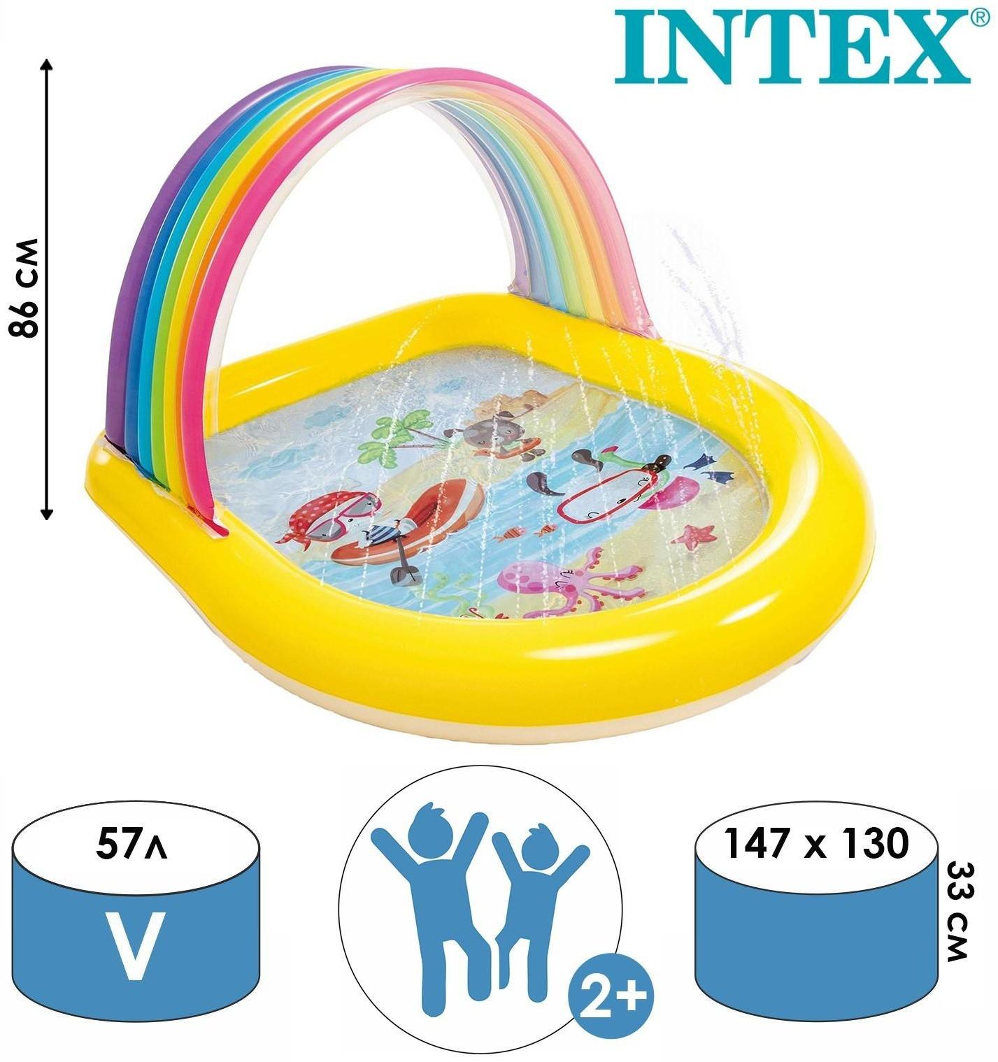 Бассейн надувной детский «Радуга», 147 х 130 х 86 см, с навесом и фонтаном, от 2 лет, 57156NP