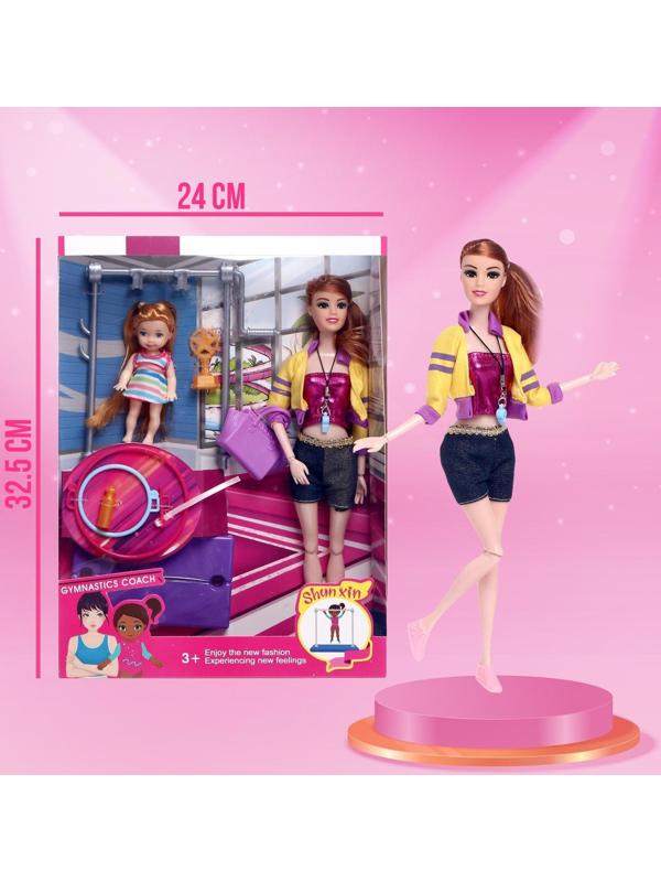 Кукла-модель шарнирная «Спортсменка» с малышкой, с аксессуарами, МИКС
