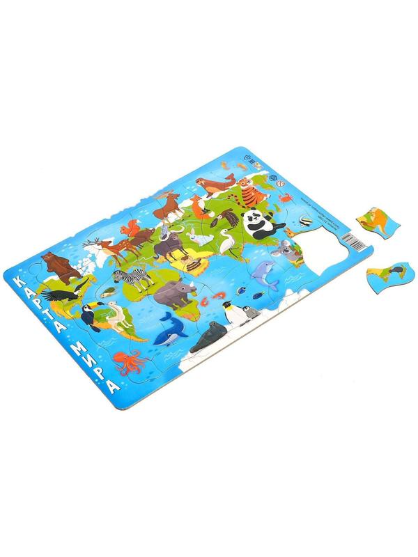 Пазл в рамке «Карта мира», 42 детали