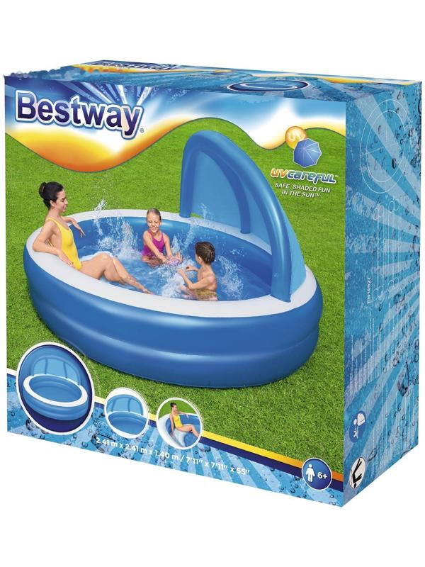 Бассейн надувной, 241 x 241 x 140 см, с навесом, 54337 Bestway