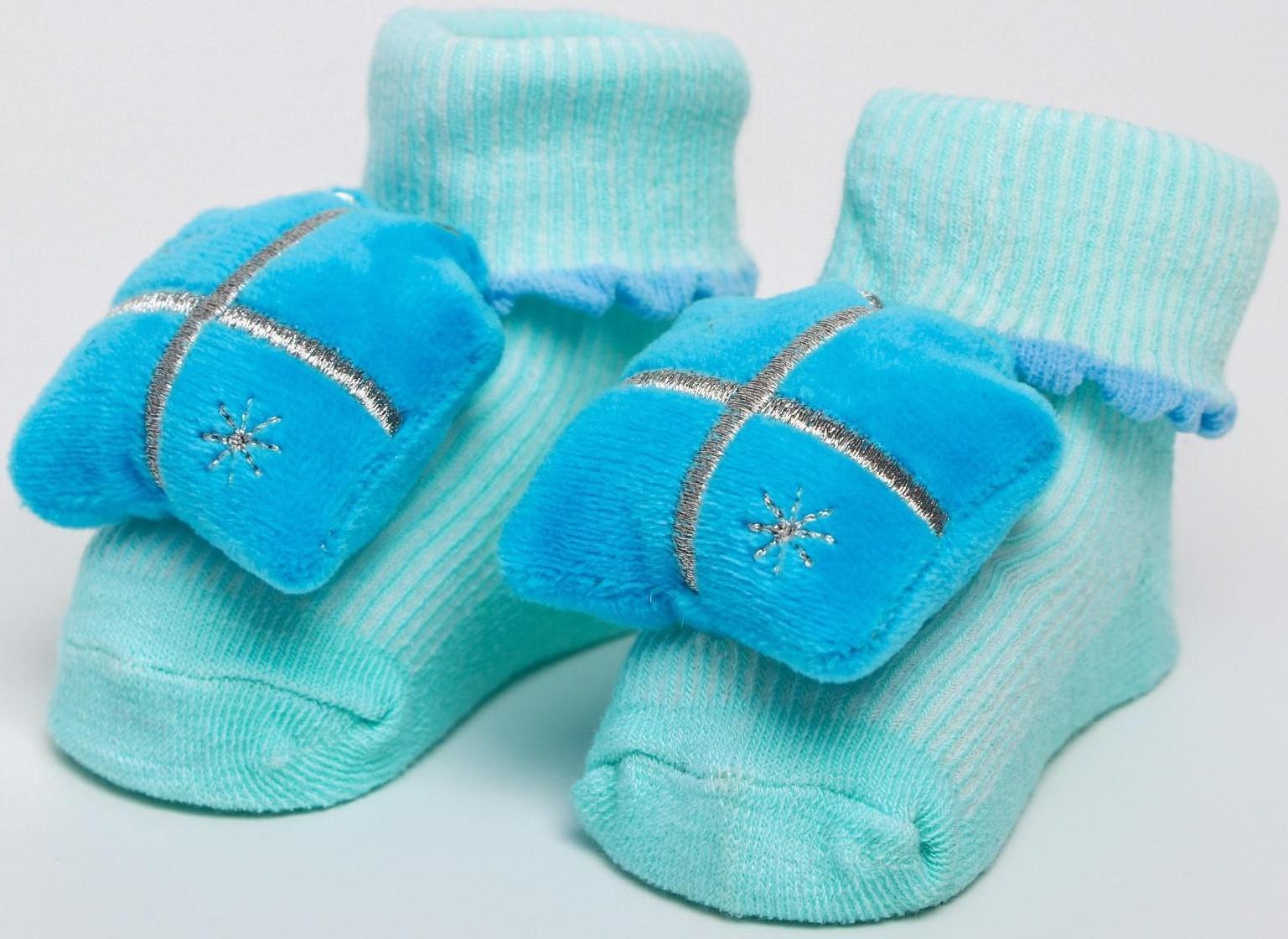 Новогодний подарочный набор для малыша: носочки погремушки + браслетики погремушки «Сказка на Новый Год», новогодняя подарочная упаковка