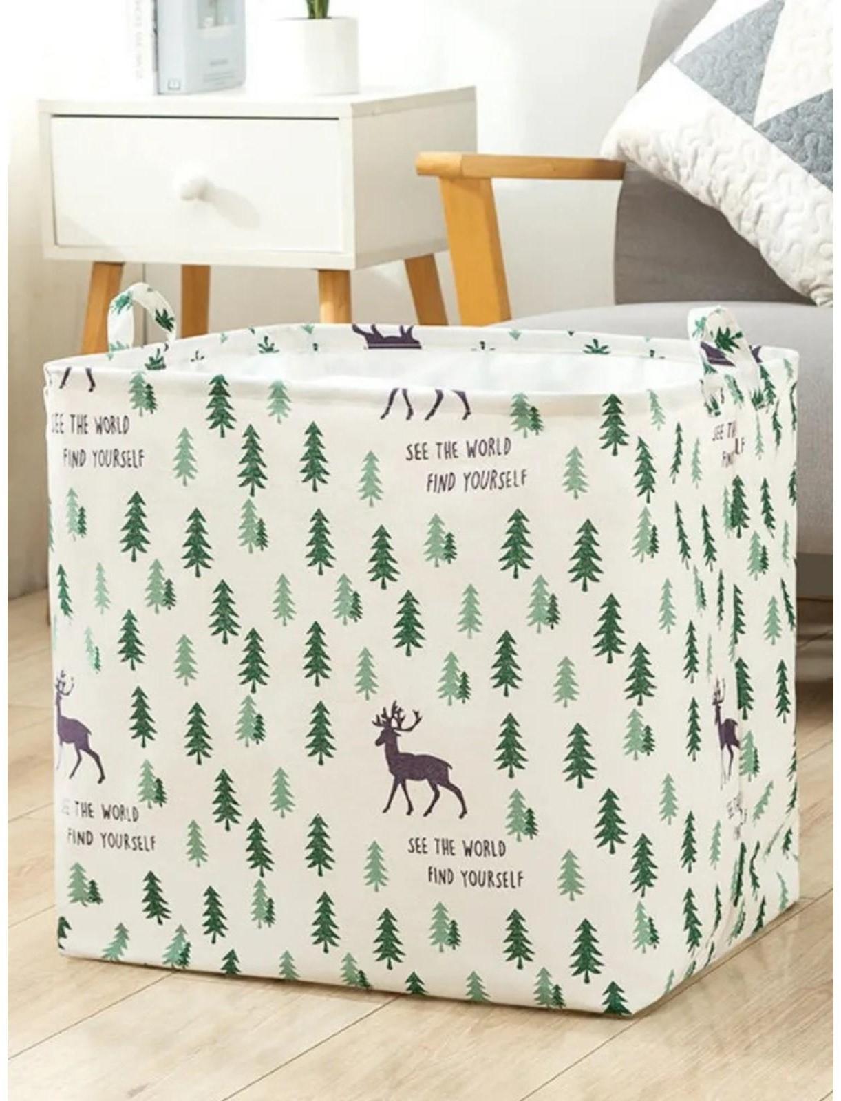 Корзина бельевая текстильная «Олень», 50×40 см