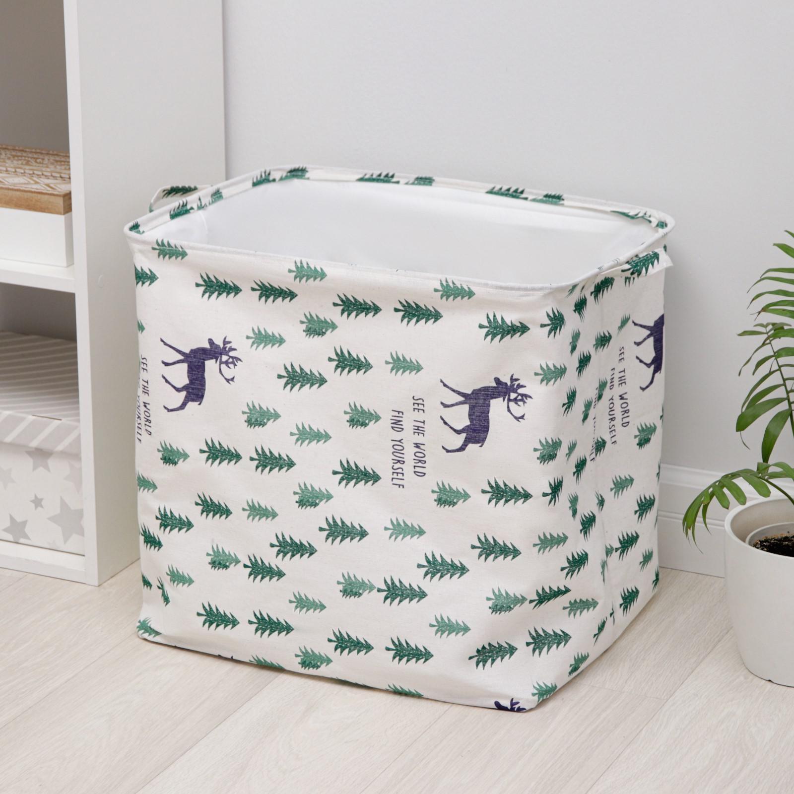 Корзина бельевая текстильная «Олень», 50×40 см