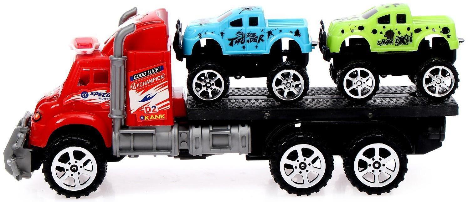 Грузовик инерционный «Автовоз», с 2 машинками, МИКС