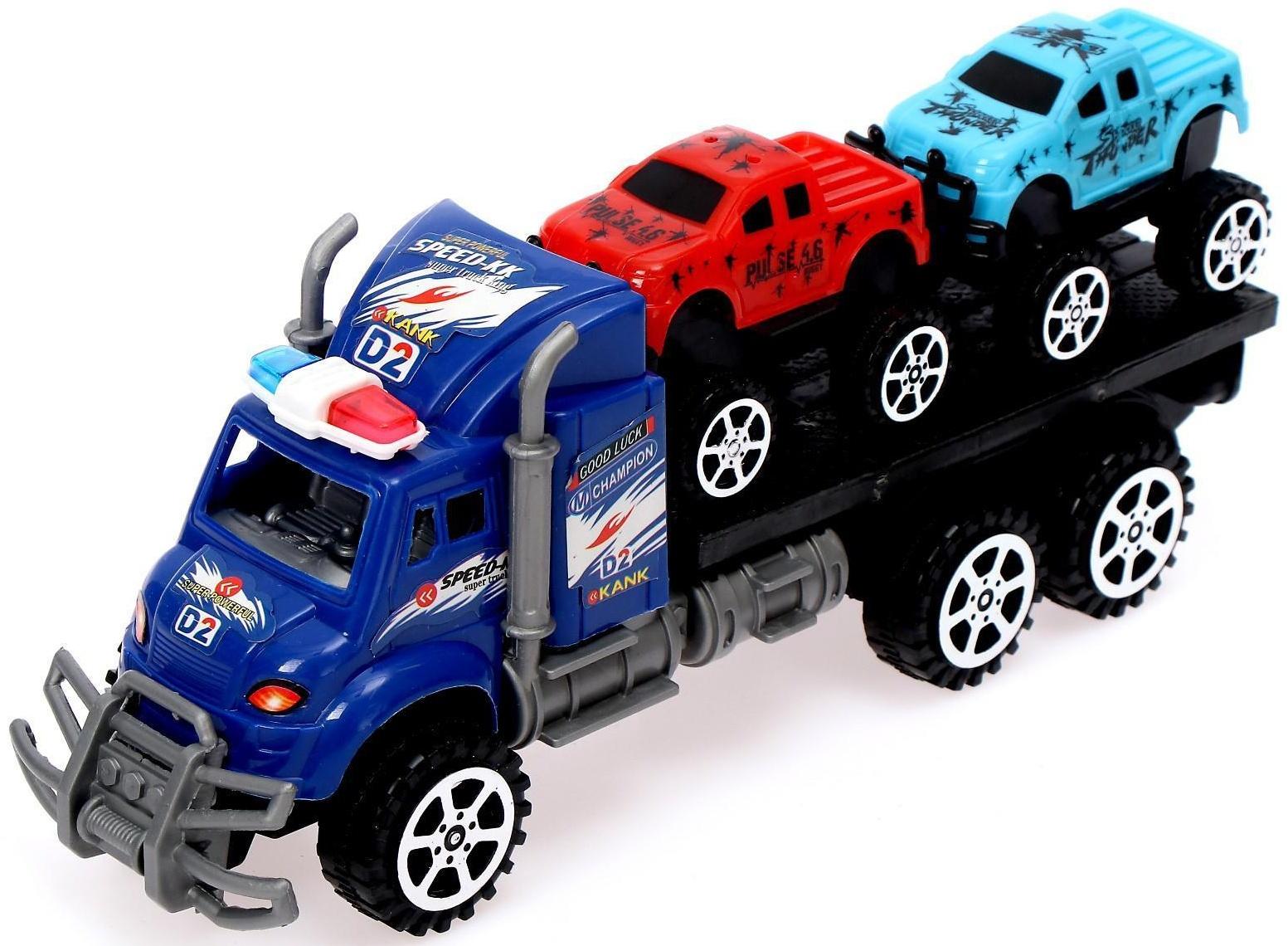 Грузовик инерционный «Автовоз», с 2 машинками, МИКС