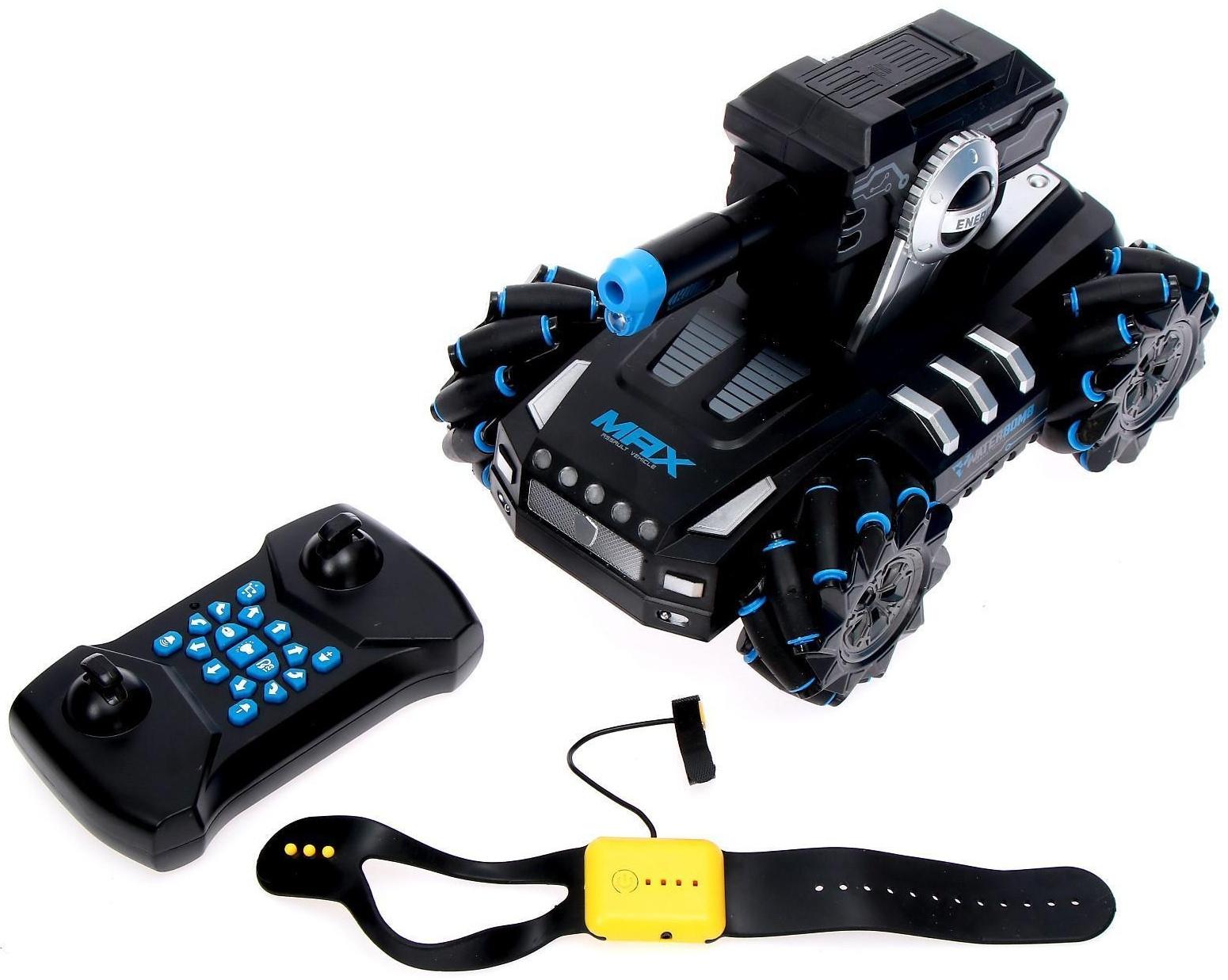 Машина радиоуправляемая MECH, управление жестами, стреляет, 4WD, работает от аккумулятора, цвет чёрный