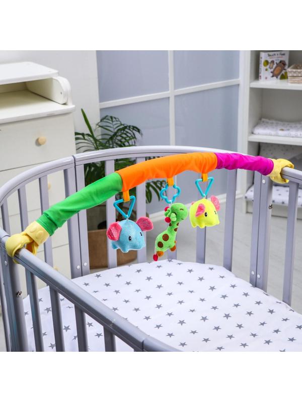 Дуга игровая мягкая на коляску/кроватку «Слоники», 3 игрушки, МИКС, р-р 25-84
