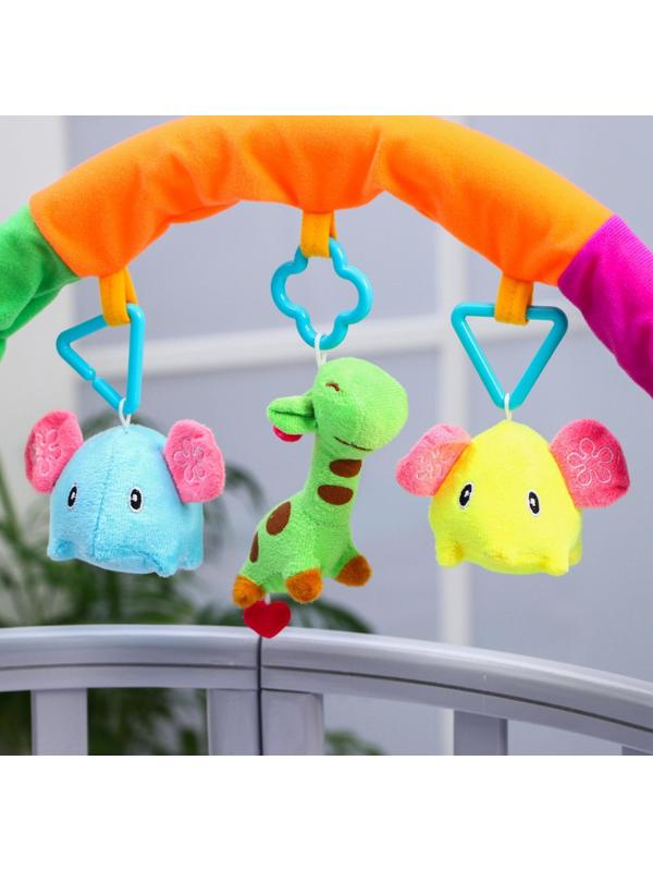 Дуга игровая мягкая на коляску/кроватку «Слоники», 3 игрушки, МИКС, р-р 25-84