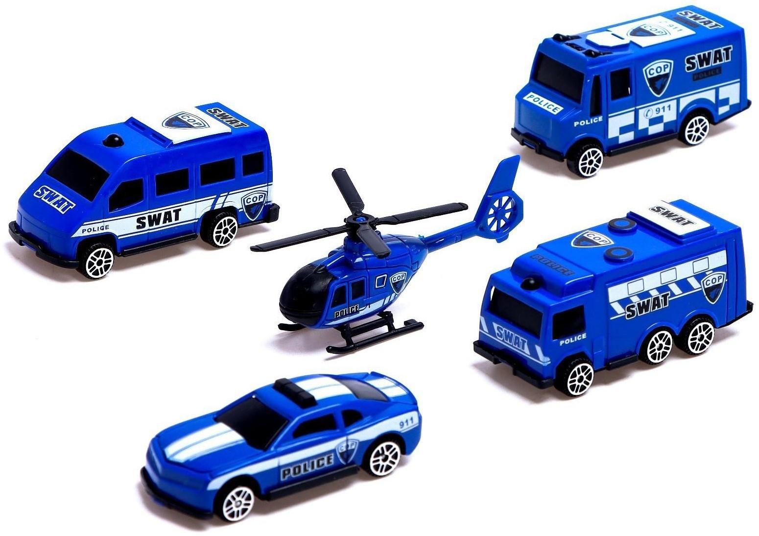 Грузовик инерционный «Полиция», с техникой, МИКС