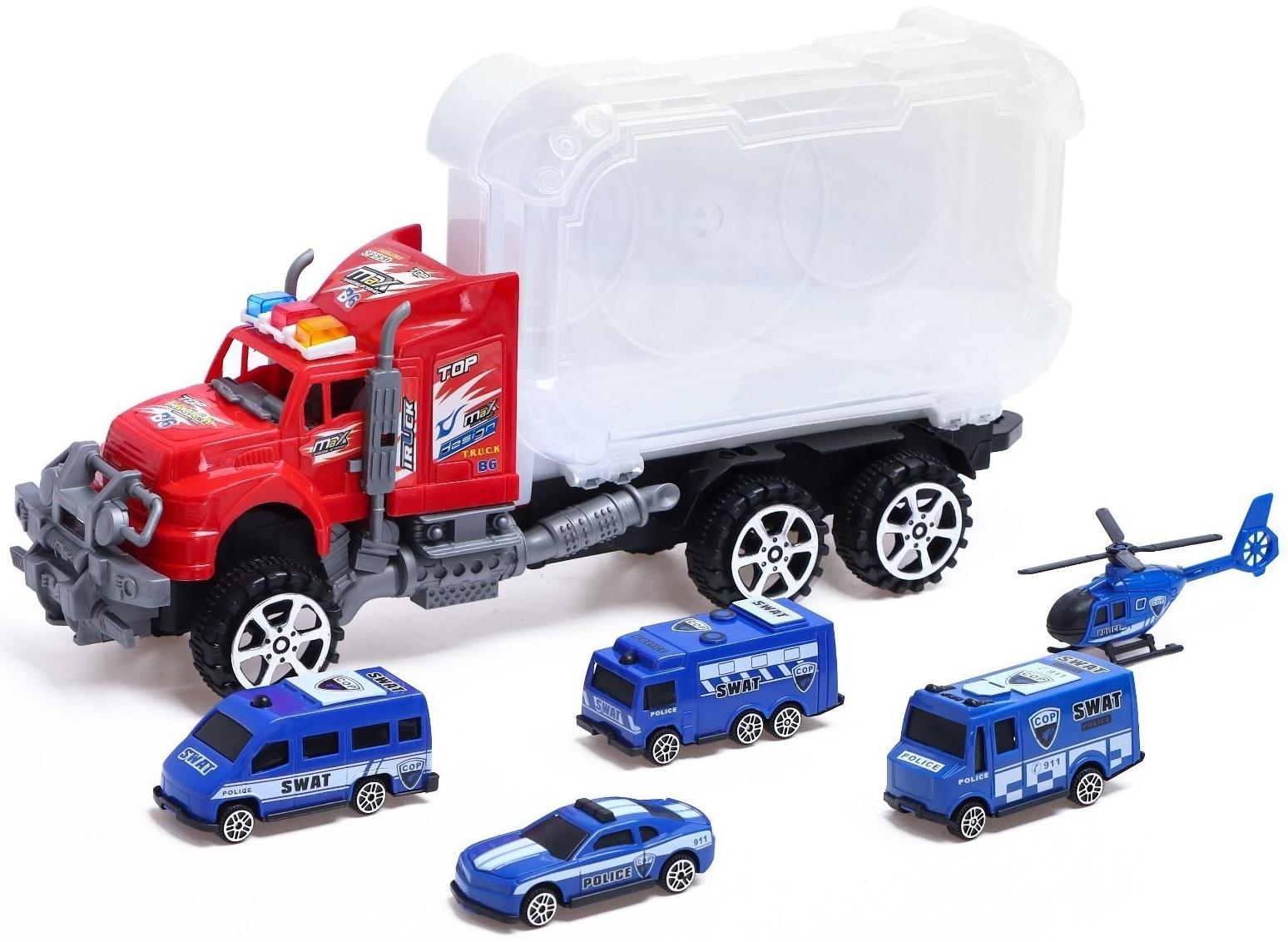 Грузовик инерционный «Полиция», с техникой, МИКС