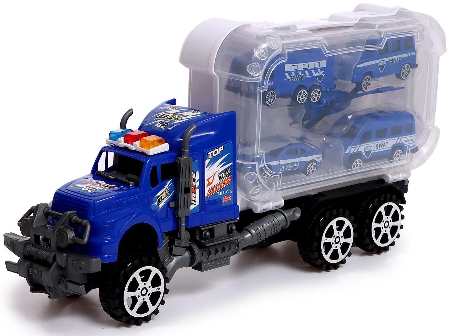 Грузовик инерционный «Полиция», с техникой, МИКС