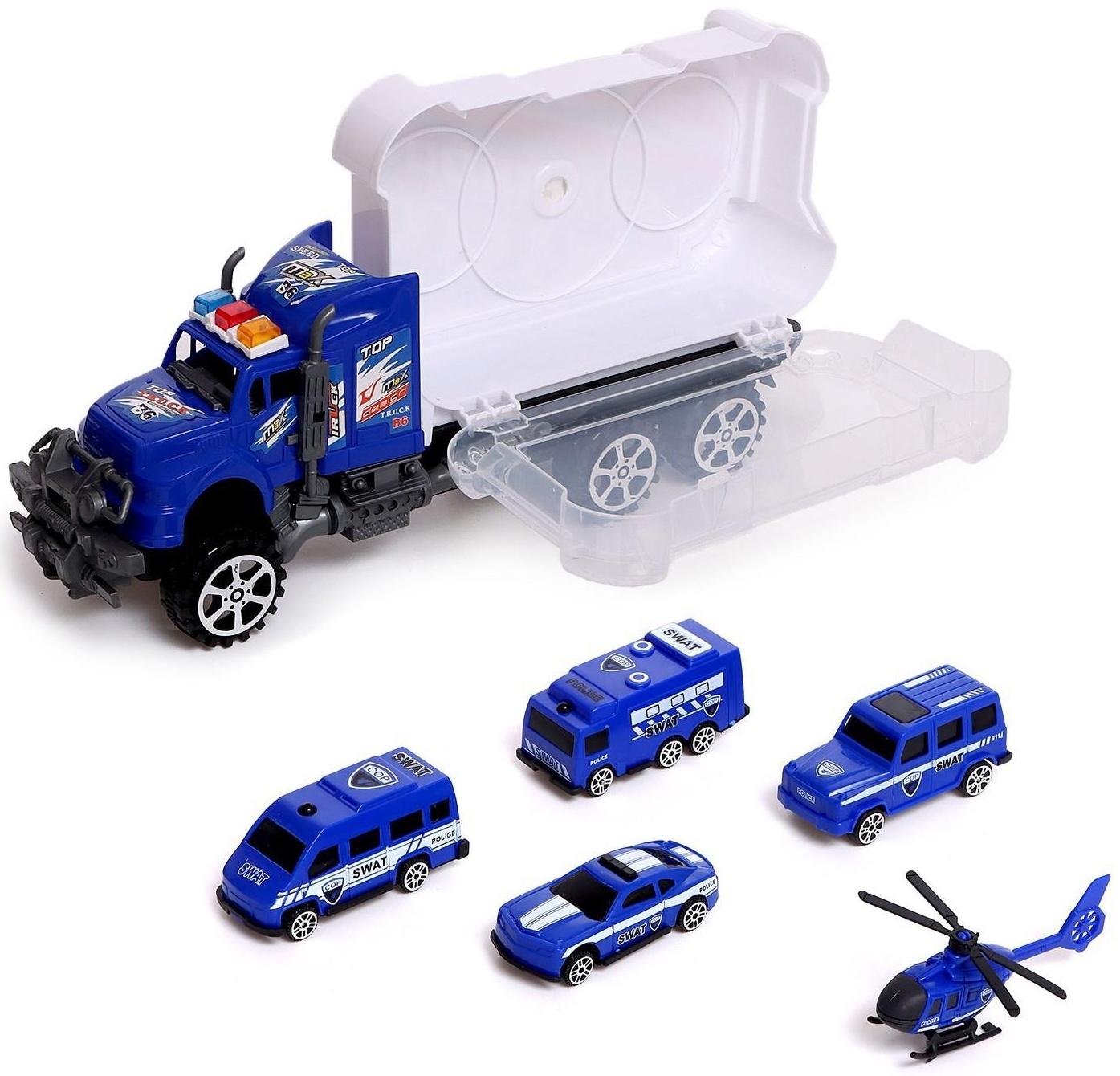 Грузовик инерционный «Полиция», с техникой, МИКС