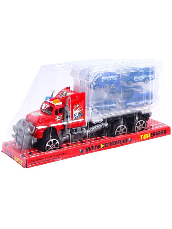 Грузовик инерционный «Полиция», с техникой, МИКС