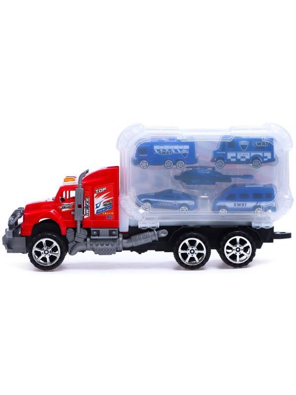 Грузовик инерционный «Полиция», с техникой, МИКС