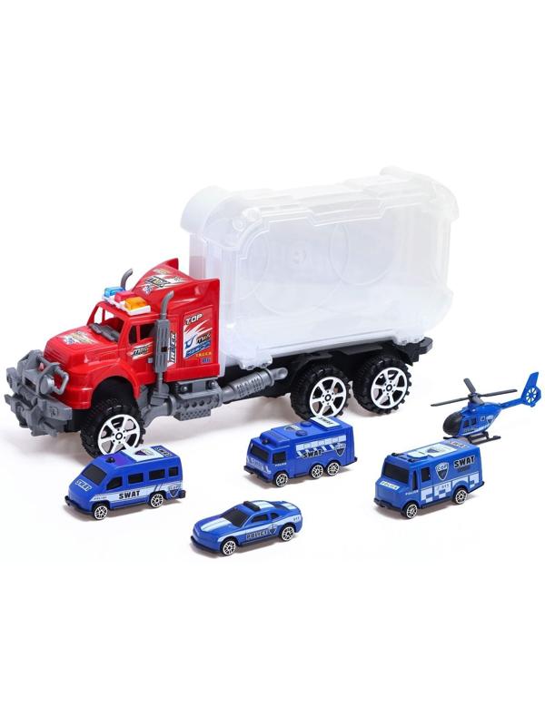 Грузовик инерционный «Полиция», с техникой, МИКС