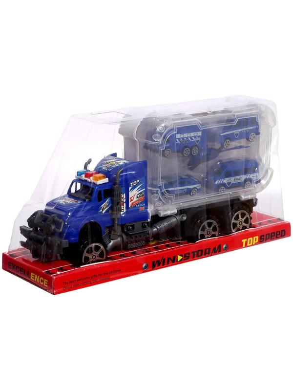 Грузовик инерционный «Полиция», с техникой, МИКС