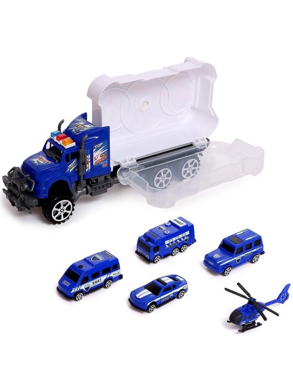 Грузовик инерционный «Полиция», с техникой, МИКС