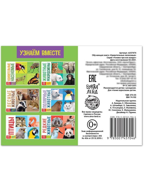 Обучающая книга «Удивительные насекомые», 20 стр.