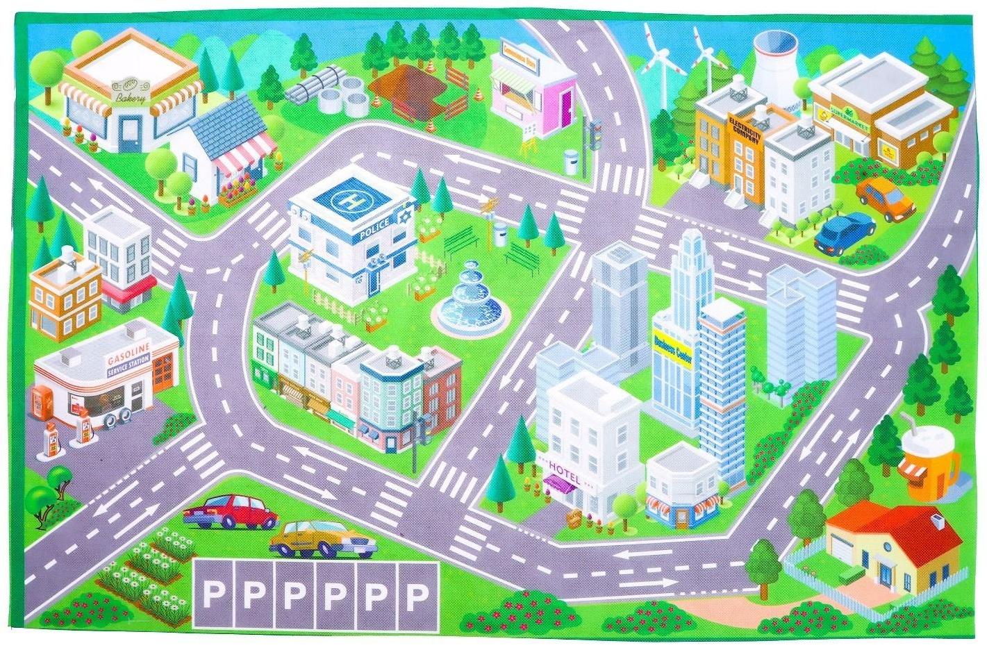 Набор инерционных машин «Город», 8 машинок, коврик и дорожные знаки