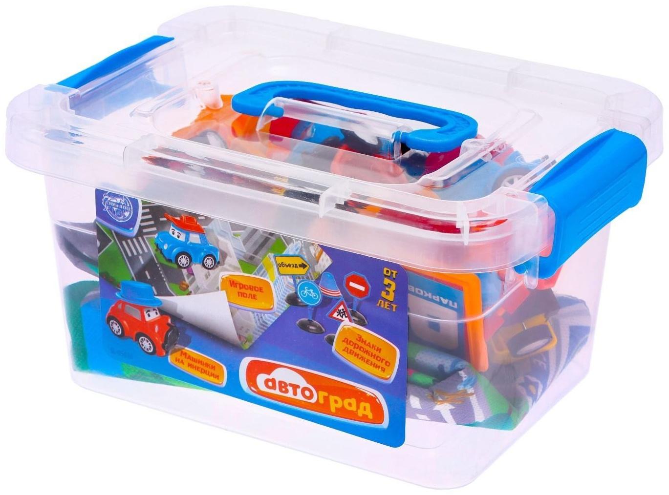 Набор инерционных машин «Город», 8 машинок, коврик и дорожные знаки