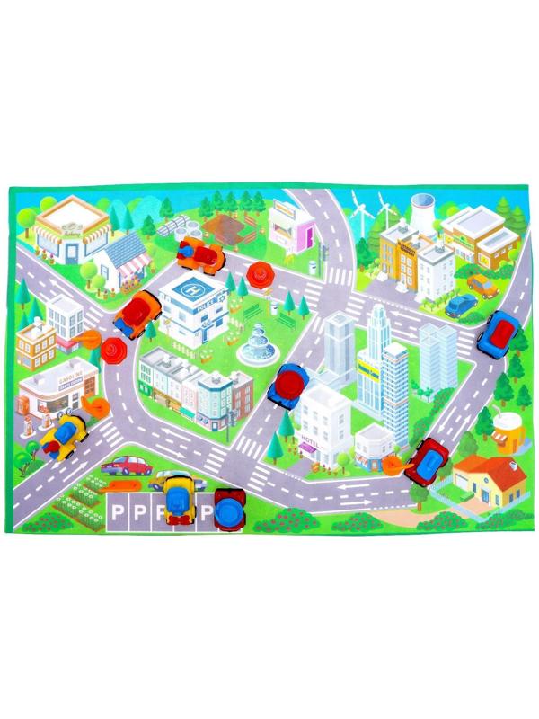 Набор инерционных машин «Город», 8 машинок, коврик и дорожные знаки