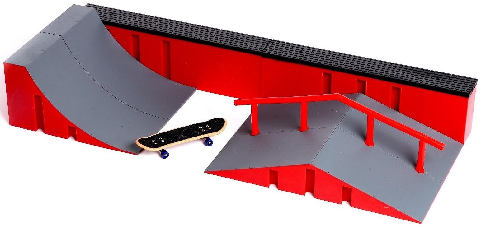 Скейт-парк «Рампа с перилами», с пальчиковым скейтом, МИКС