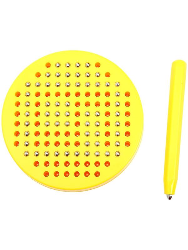 Планшет обучающий «Магнитное рисование», 120 отверстий, цвет жёлтый