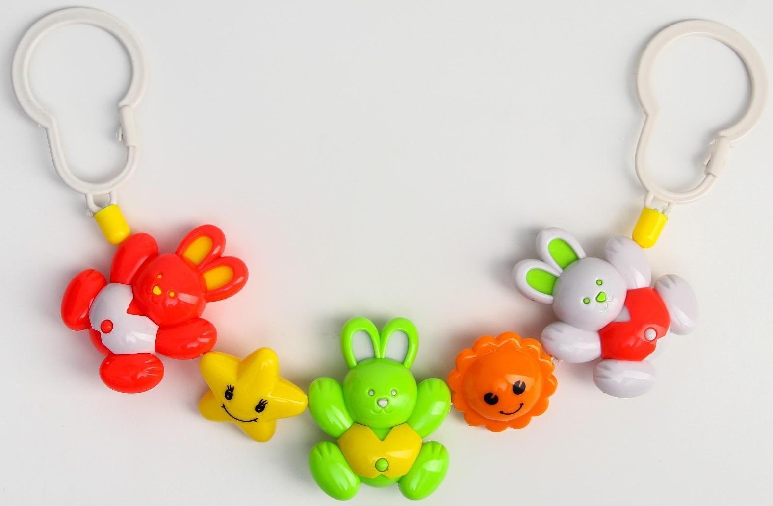 Растяжка на коляску/кроватку «Зайки», 3 игрушки, цвет МИКС, р-р 45-68