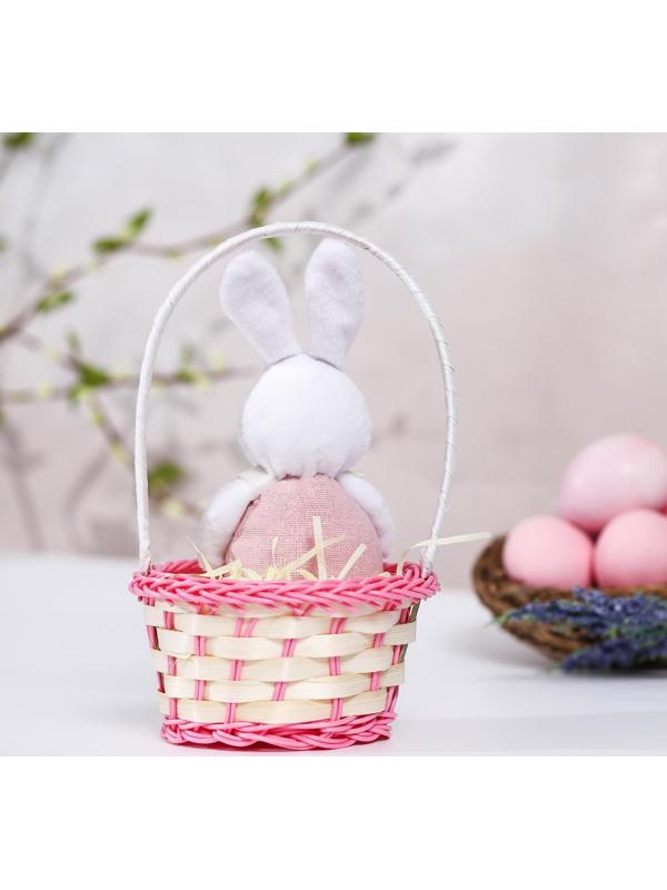 Мягкая игрушка «Зайка в костюме», цвет розовый