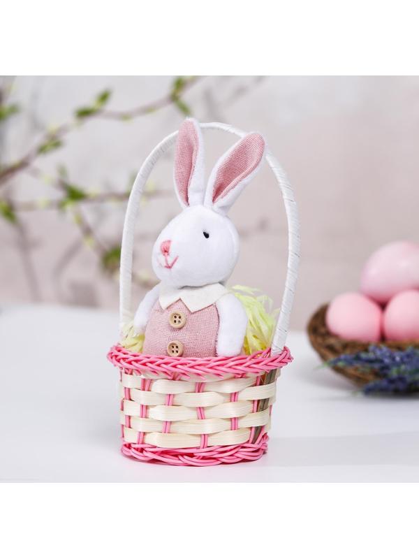 Мягкая игрушка «Зайка в костюме», цвет розовый