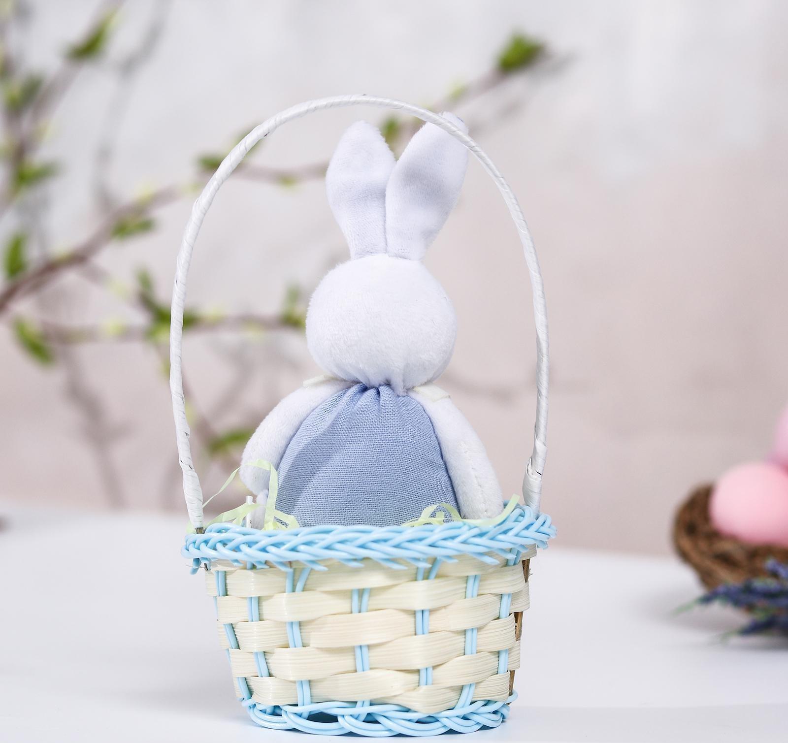 Мягкая игрушка «Зайка в костюме», цвет голубой