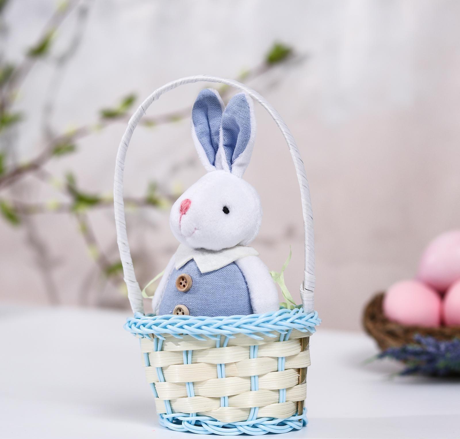 Мягкая игрушка «Зайка в костюме», цвет голубой
