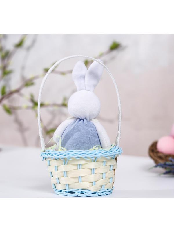 Мягкая игрушка «Зайка в костюме», цвет голубой