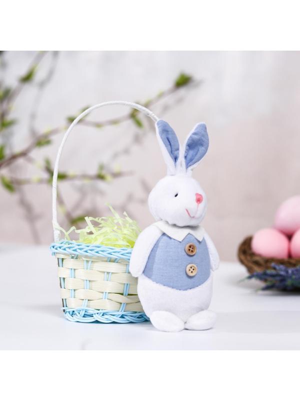 Мягкая игрушка «Зайка в костюме», цвет голубой