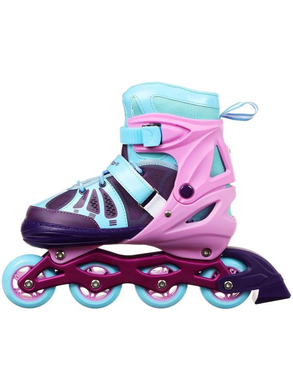 Роликовые коньки раздвижные, р. 38-41, колеса PU 70 мм, алюм. рама, цвет розовый/голубой