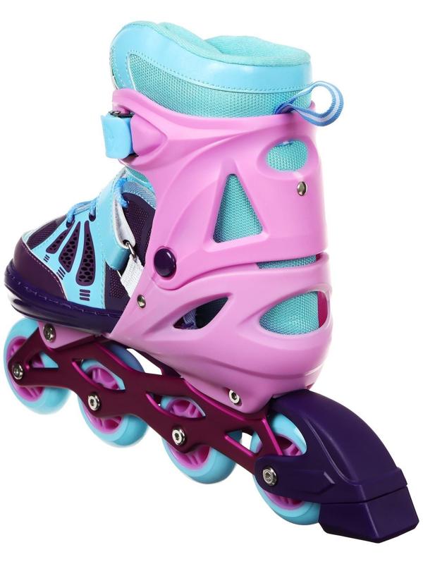 Роликовые коньки раздвижные, р. 38-41, колеса PU 70 мм, алюм. рама, цвет розовый/голубой